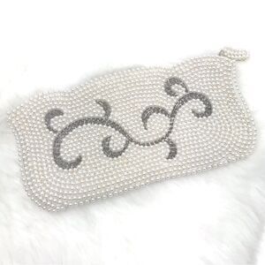 Pearl Beaded Cream Vintage Clutch Bag